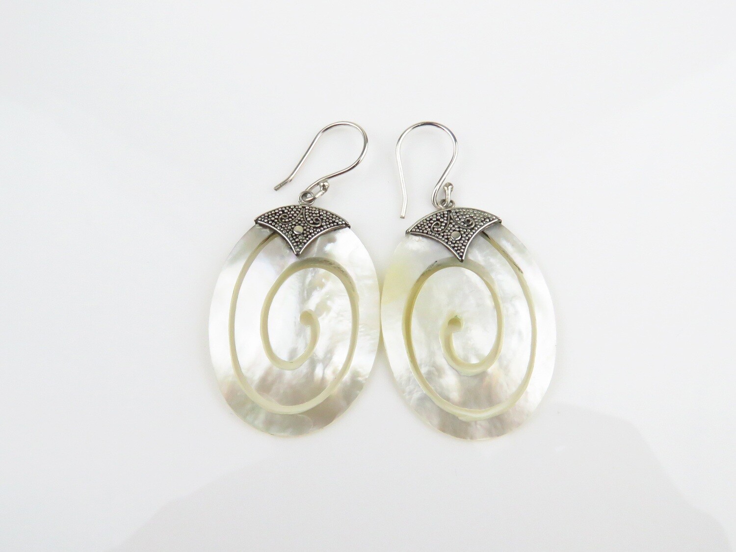 Sterling Silver, White Shell, Dangle Earrings SSE-137