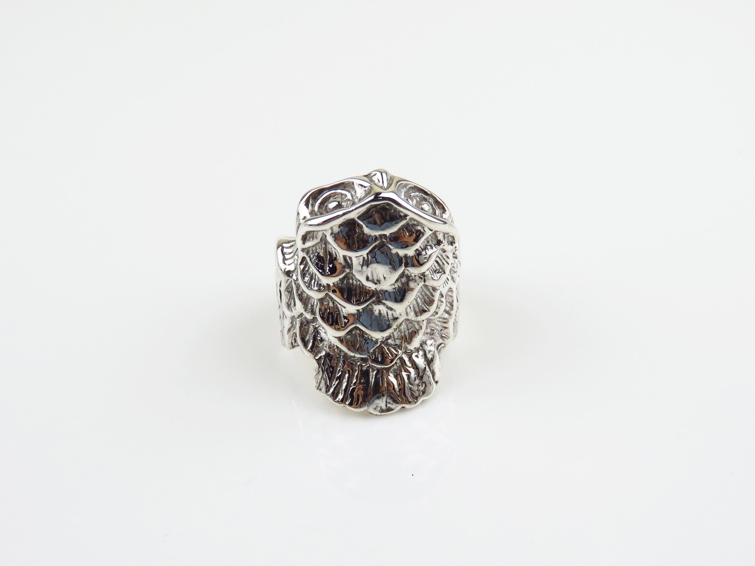 Sterling Silver, Owl Design, Wide Band Ring SR-400