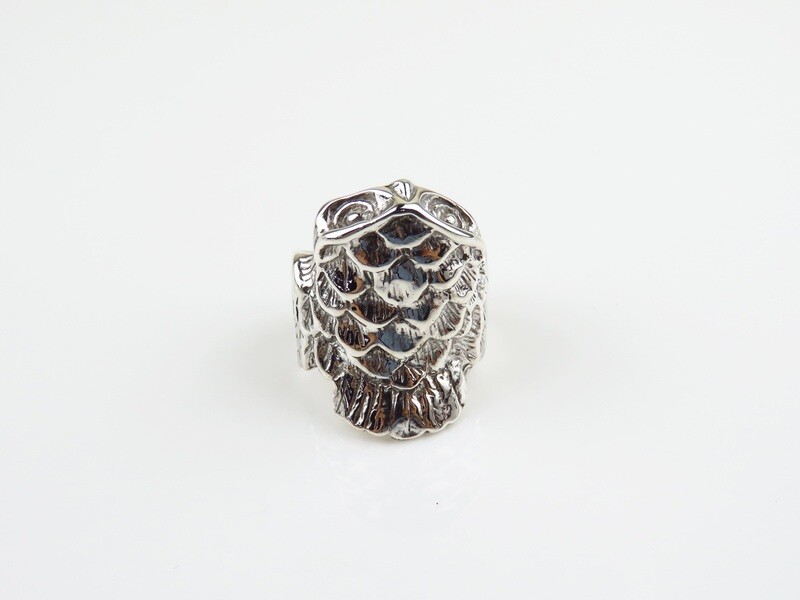 Sterling Silver, Owl Design, Wide Band Ring SR-400