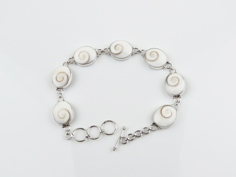 Sterling Silver, White Shell Bracelet SSB-103