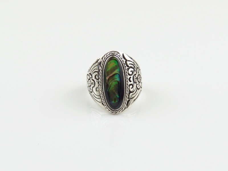 Sterling Silver, Bali Motif, Abalone Shell Rings SSR-115