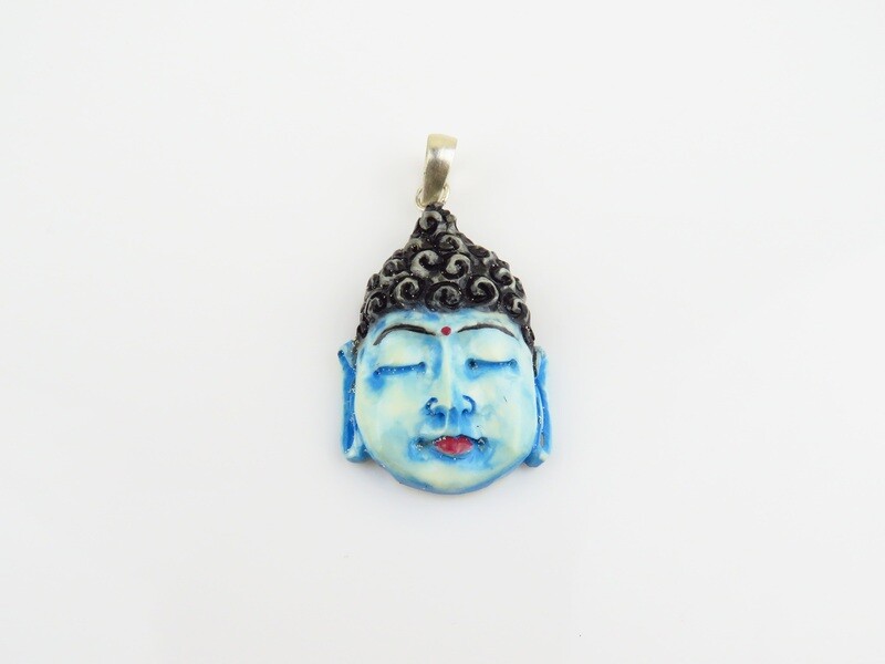 Sterling Silver, Carved Ox Bone, Krishna Pendant BP-158