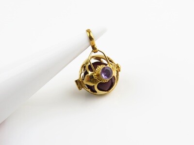 Sterling Silver, 18k Gold Plated, Amethyst, Harmony Ball Pendant GPB-124