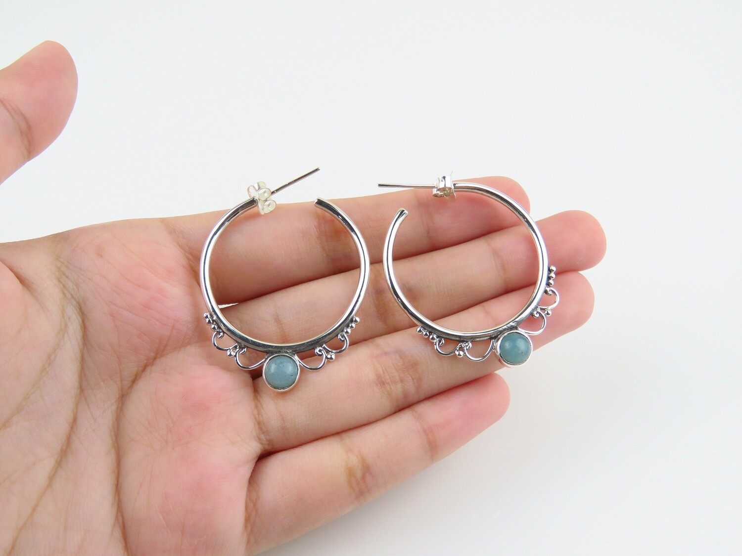 Sterling Silver, Larimar, Gemstone Ring ER-1167