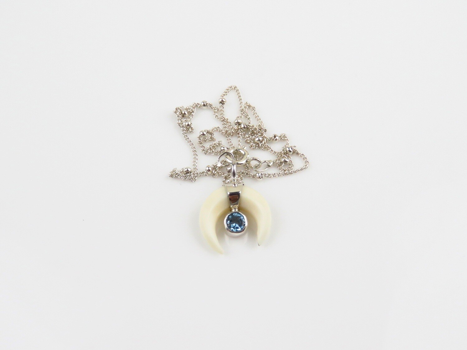 Sterling Silver, Beads, Blue topaz, Necklace NS-155