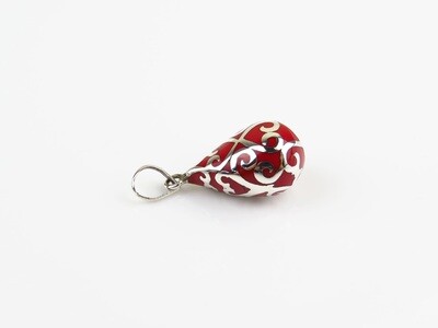 Sterling Silver, Red Chime Ball Pendant CH-458