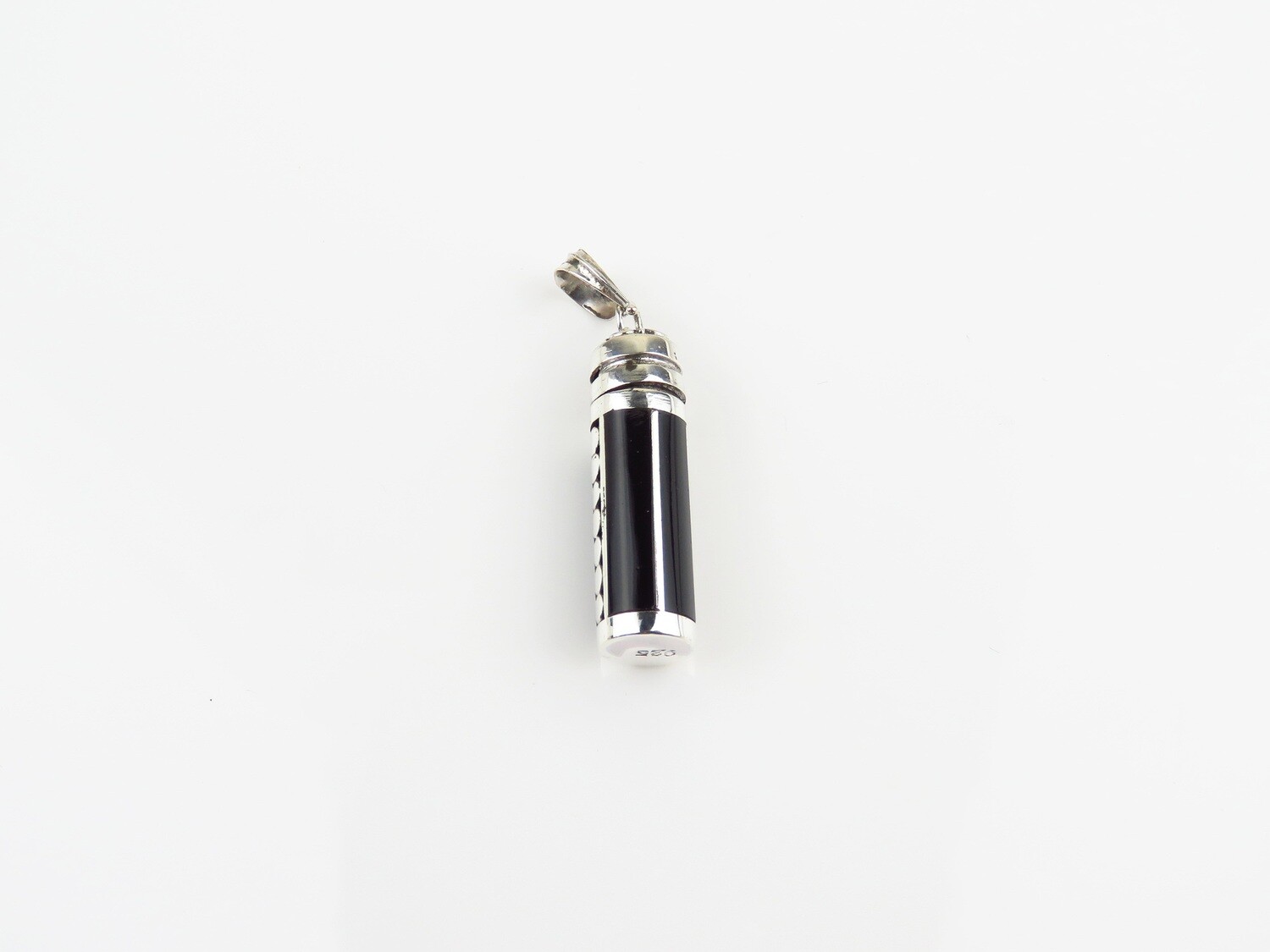 Sterling Silver, Black Shell, Perfume Bottle Pendant PP-639