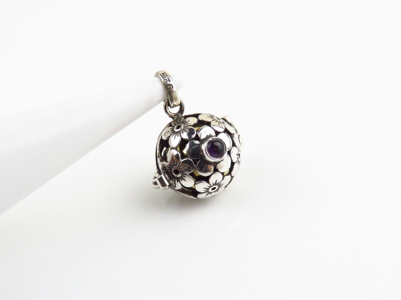 Sterling Silver, 13mm, Amethyst, Harmony Ball Pendant HB-520
