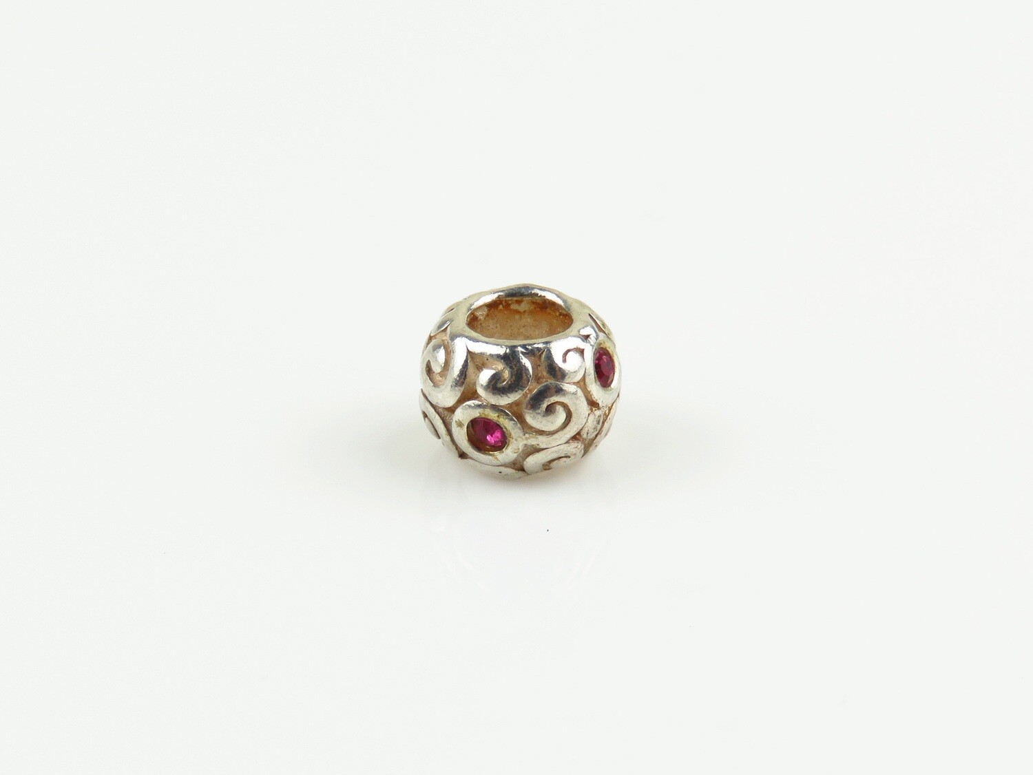 Sterling Silver, Synthetic Ruby, Bali Bead SB-114