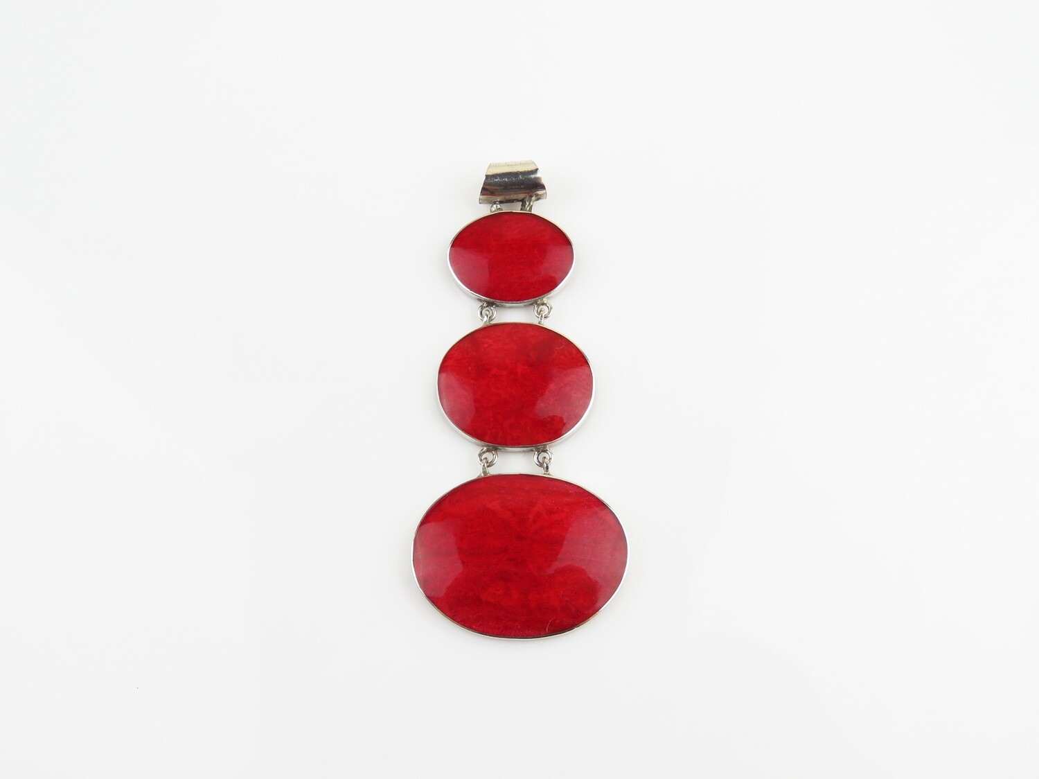 Sterling Silver, Red Coral, Gemstone Pendant SHP-182