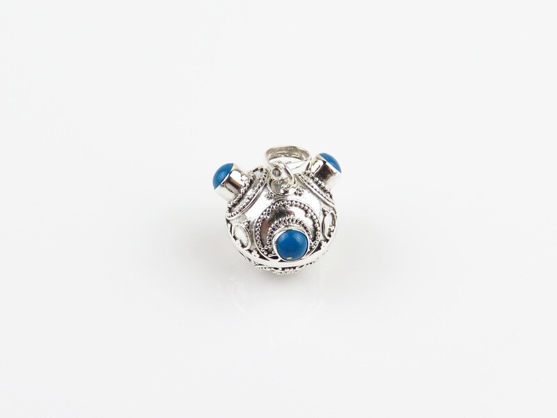 Sterling Silver, Turquoise, Chime Ball Pendant CH-459