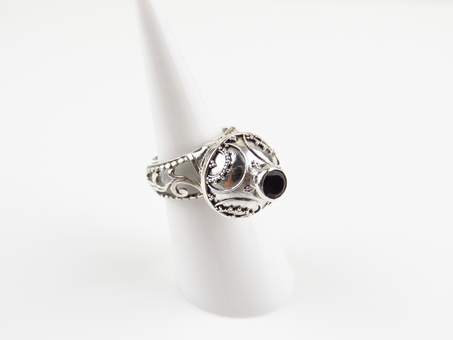 Sterling Silver, Smokey Quartz, Chime Ball Ring CBR-104