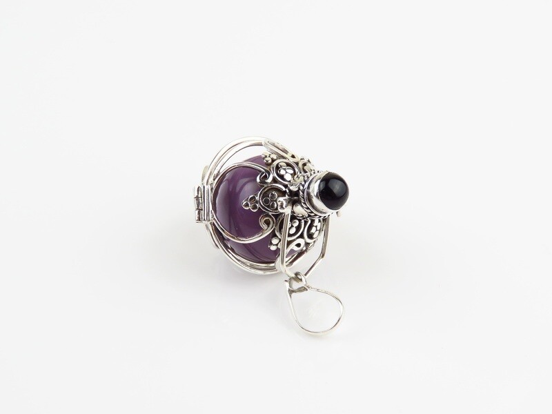 Sterling Silver, Black Onyx, Harmony Ball Pendant HB-521