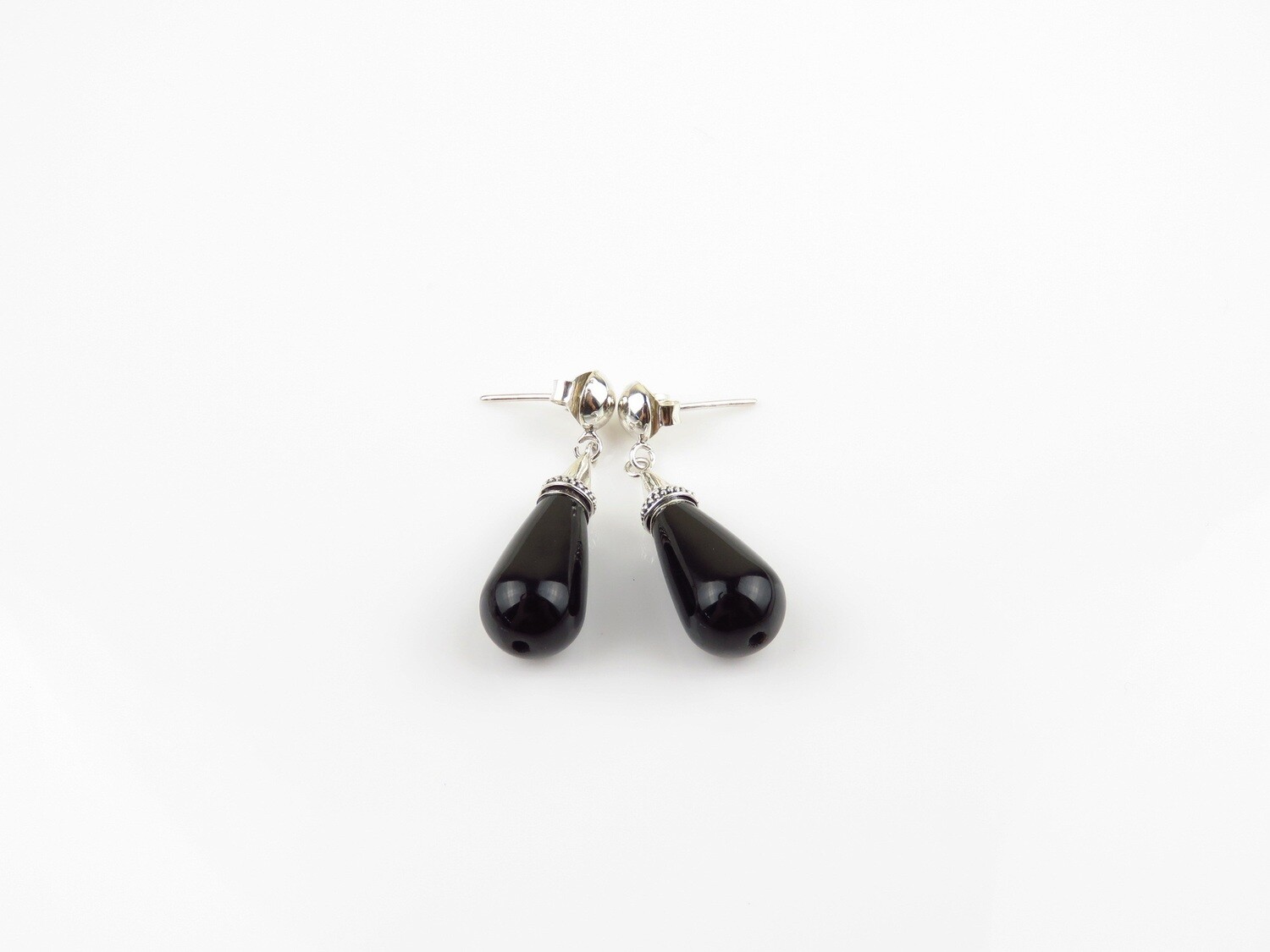 Sterling Silver, Black Onyx, Stud Earrings ER-1172