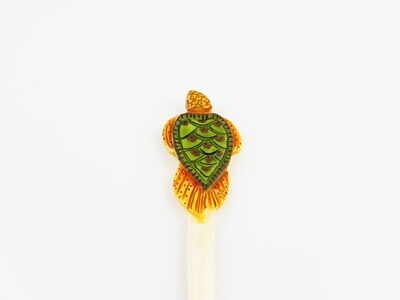 Hand Carved, Turtle Painted, Hair Stick OA-114