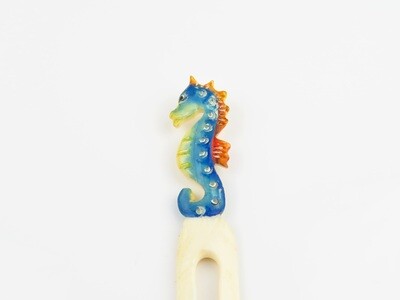 Hand Carved, Seahorses Painted, Hair Stick OA-116