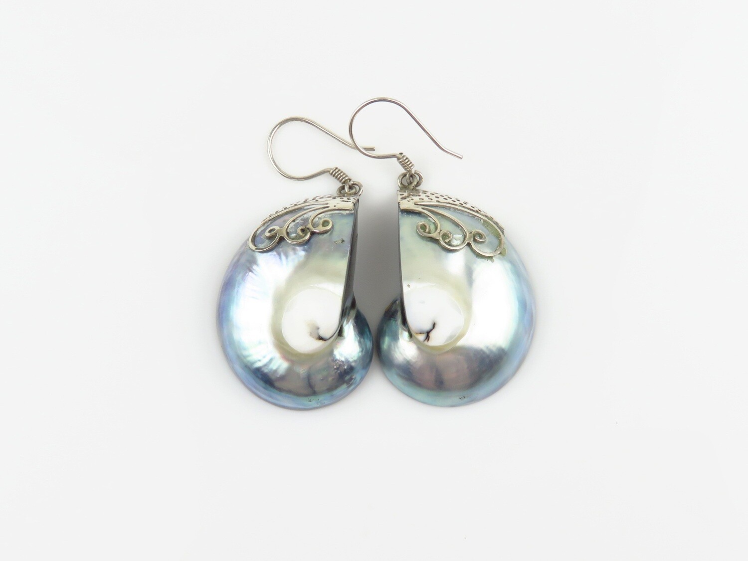 Sterling Silver, Nautilus Shell, Dangle Earrings SSE-159