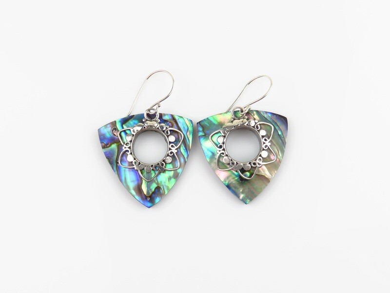 Sterling Silver, Abalone Shell, Dangle Earrings SSE-162