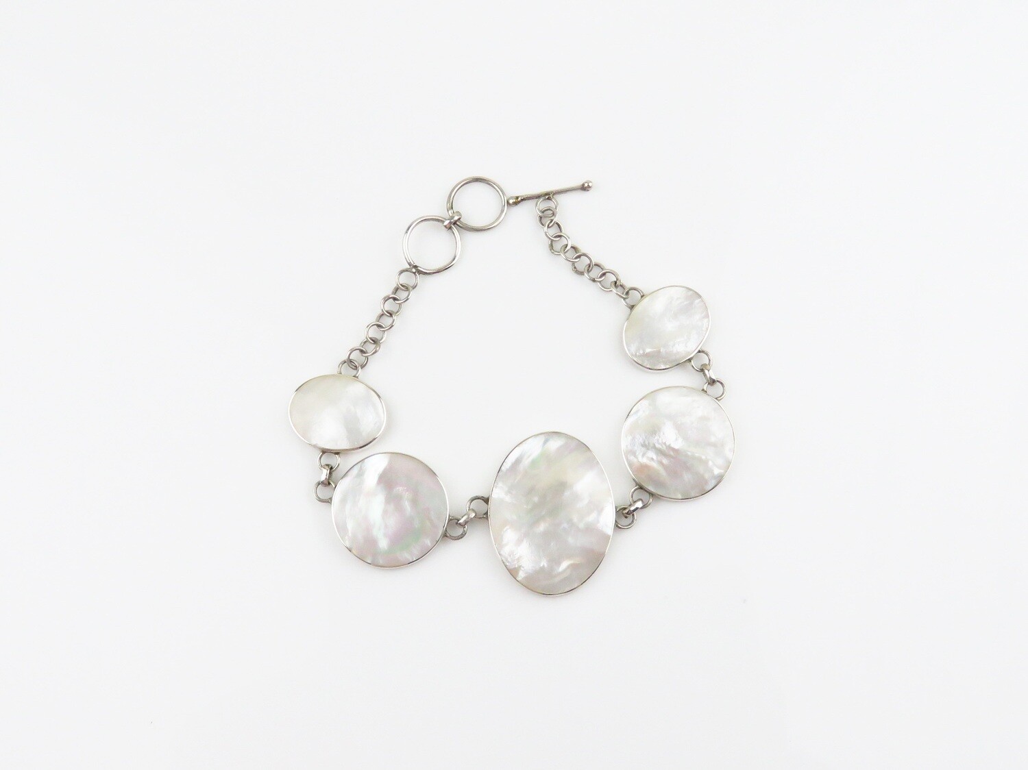 Sterling Silver, White Shells Bracelet SSB-104