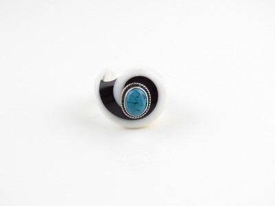 Sterling Silver, Turquoise, Shell Ring SSR-124