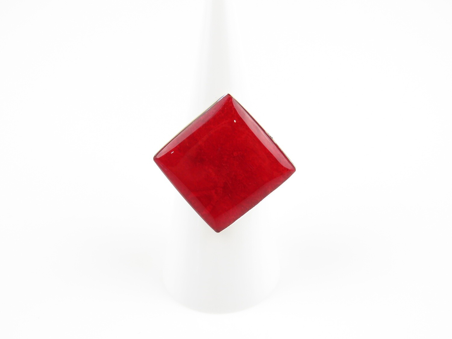 Sterling Silver, Red Coral, Gemstone Ring RI-1181