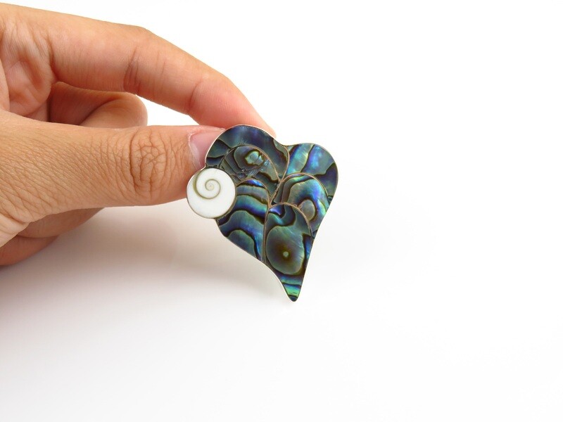 Sterling Silver, Abalone, Cowrie Shell, Tie Clip OA-119