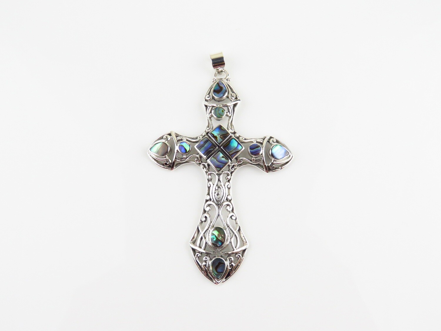 Sterling Silver, Abalone Shell, Cross Pendant SHP-188