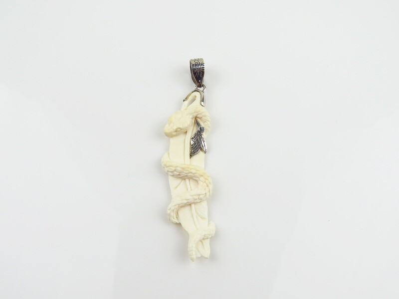Sterling Silver, Snake, Bird, Leaf Design, Bone Pendant BP-164
