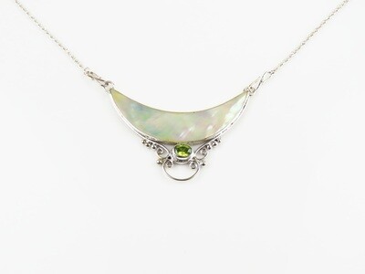 Sterling Silver, Peridot, Mop Shell, Necklace NS-157
