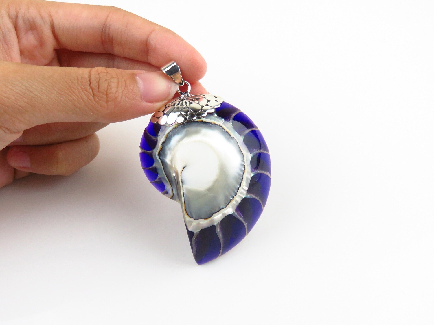 Sterling Silver, Purple Colour, Nautilus Shell Pendant SHP-199