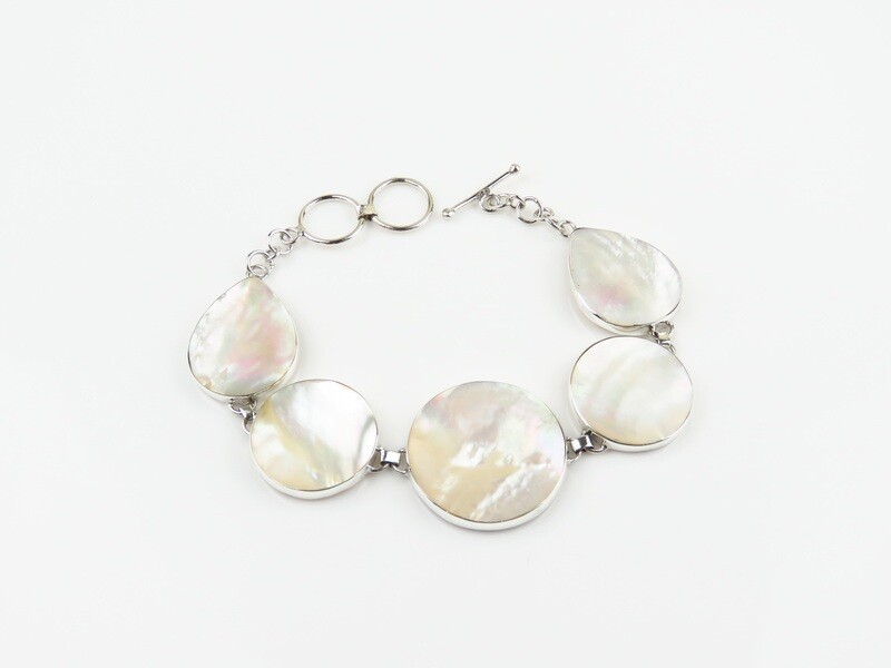 Sterling Silver, Mop Shell Bracelet SSB-107