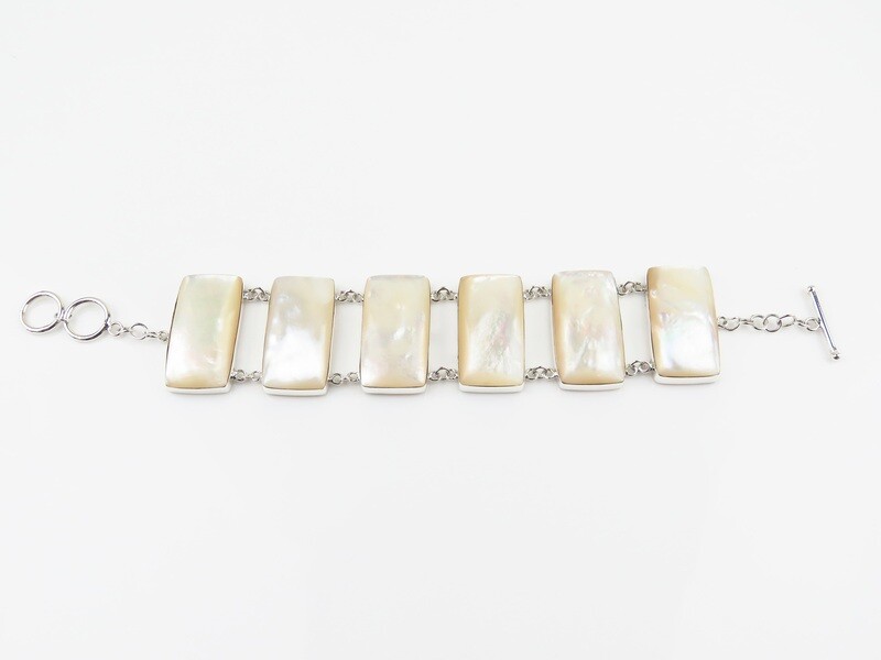 Sterling Silver, Rectangle Shape, Mop Shell Bracelet SSB-108