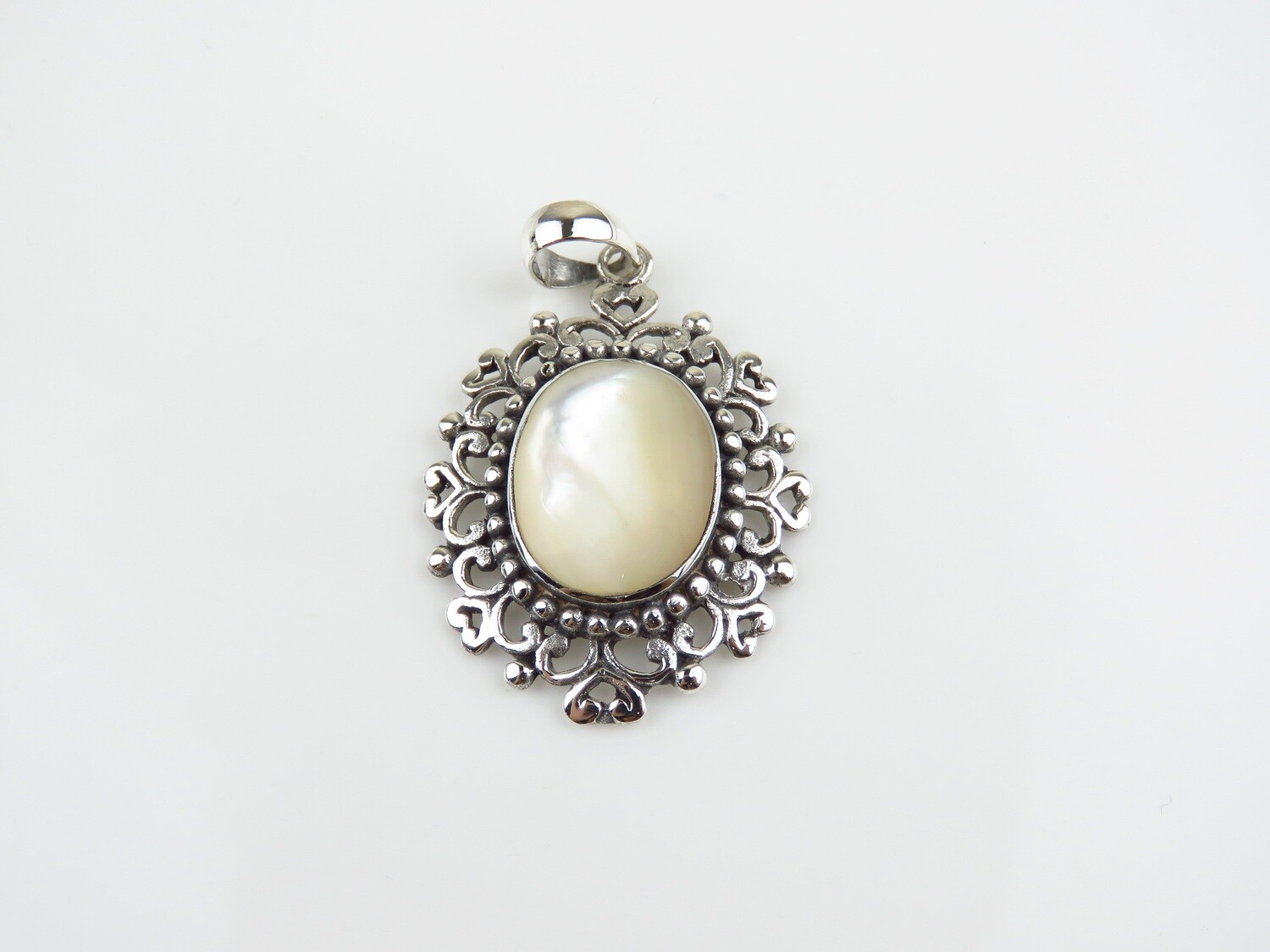 Sterling Silver, Mop Shell, Oval Pendant SHP-218