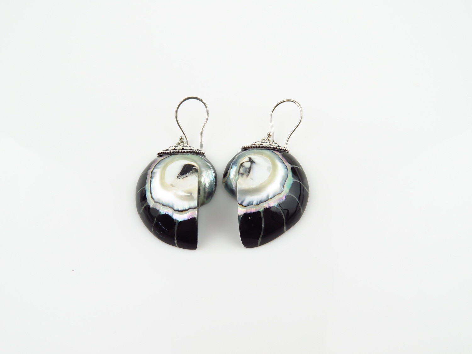 Sterling Silver, Nautilus Shell, Dangle Earrings SSE-178