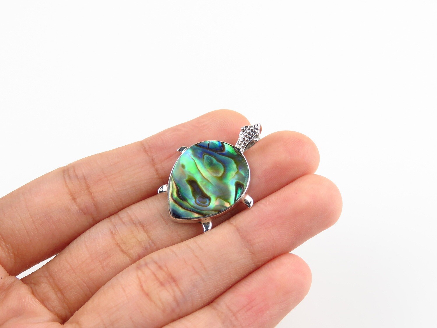 Sterling Silver, Abalone Shell, Turtle Pendant SHP-220