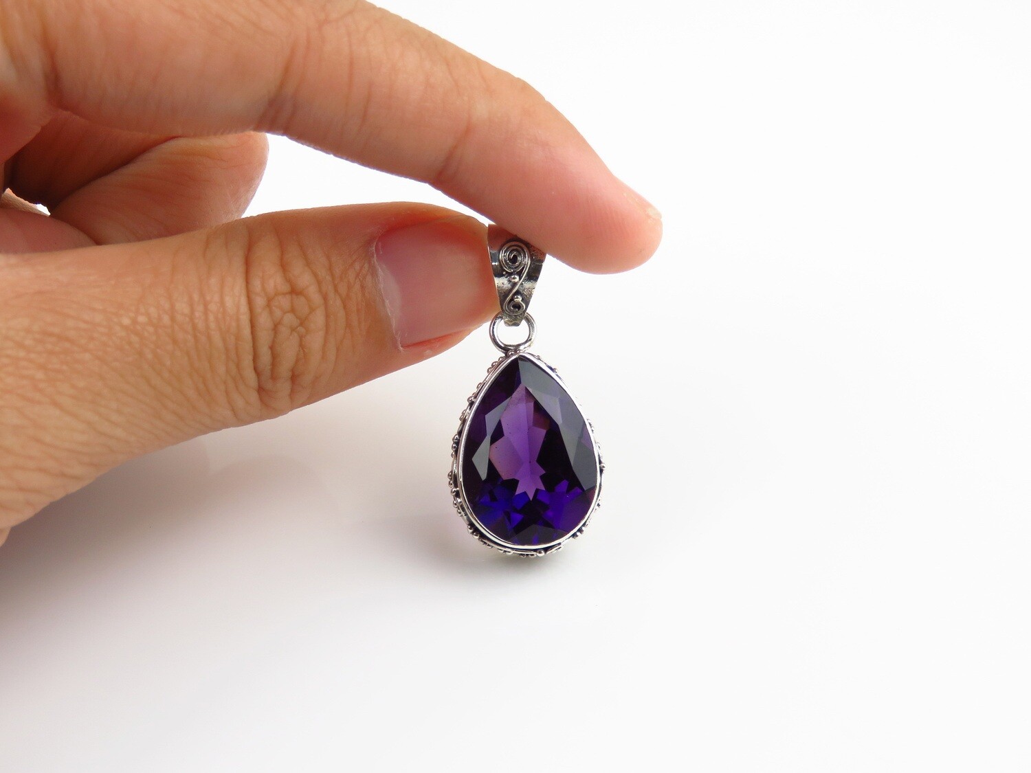 Sterling Silver, Amethyst, Gemstone Pendant SP-1256