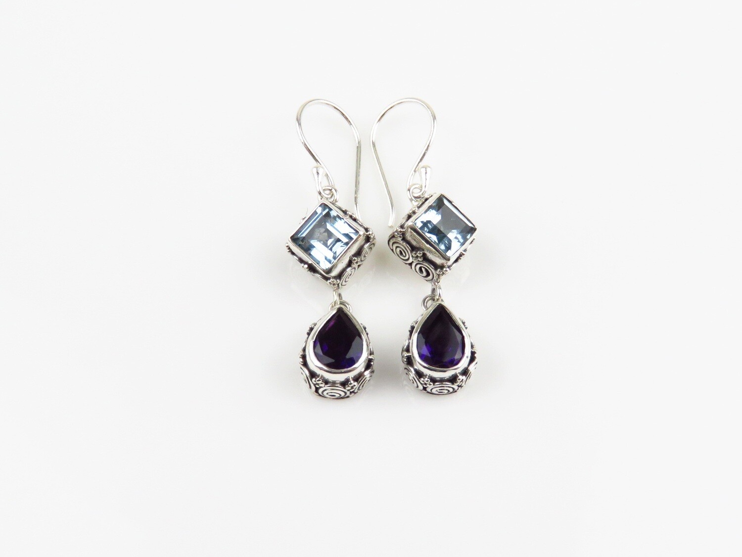 Sterling Silver, Mixed Gemstone, Dangle Earrings ER-1176