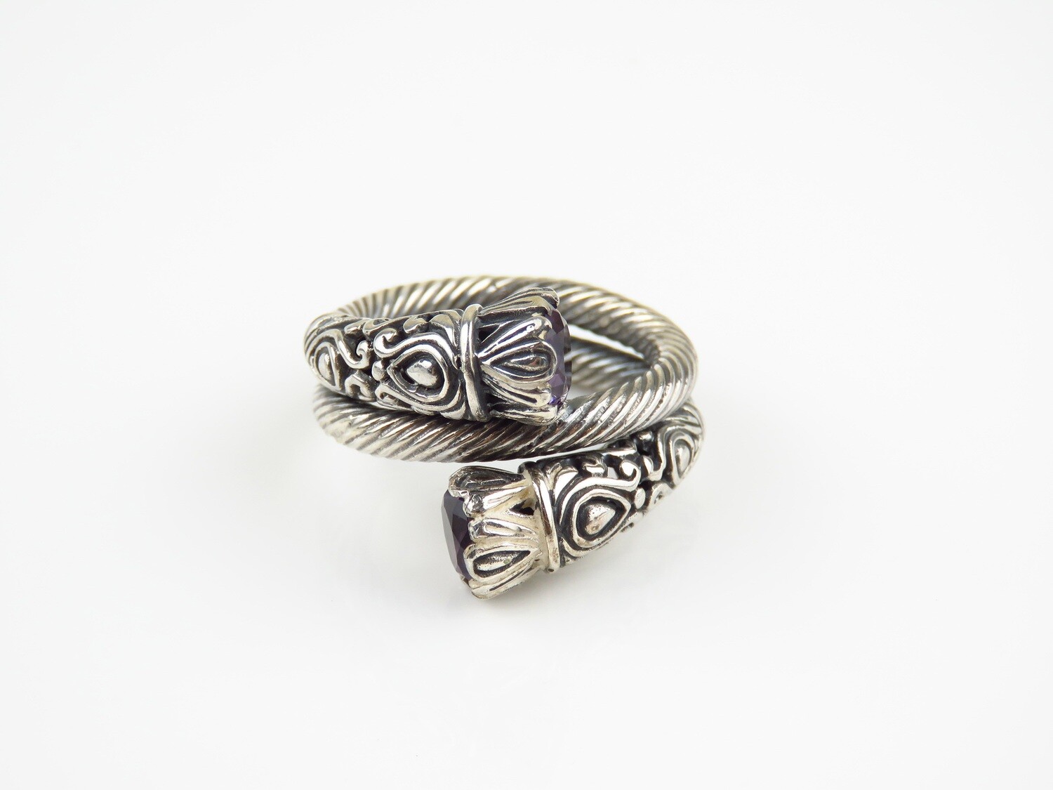 Sterling Silver, Amethyts, Wrap Around Design Ring RI-1190