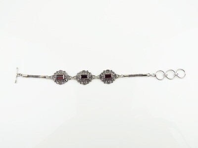 Sterling Silver, Garnet, Gemstone Bracelet SBB-683