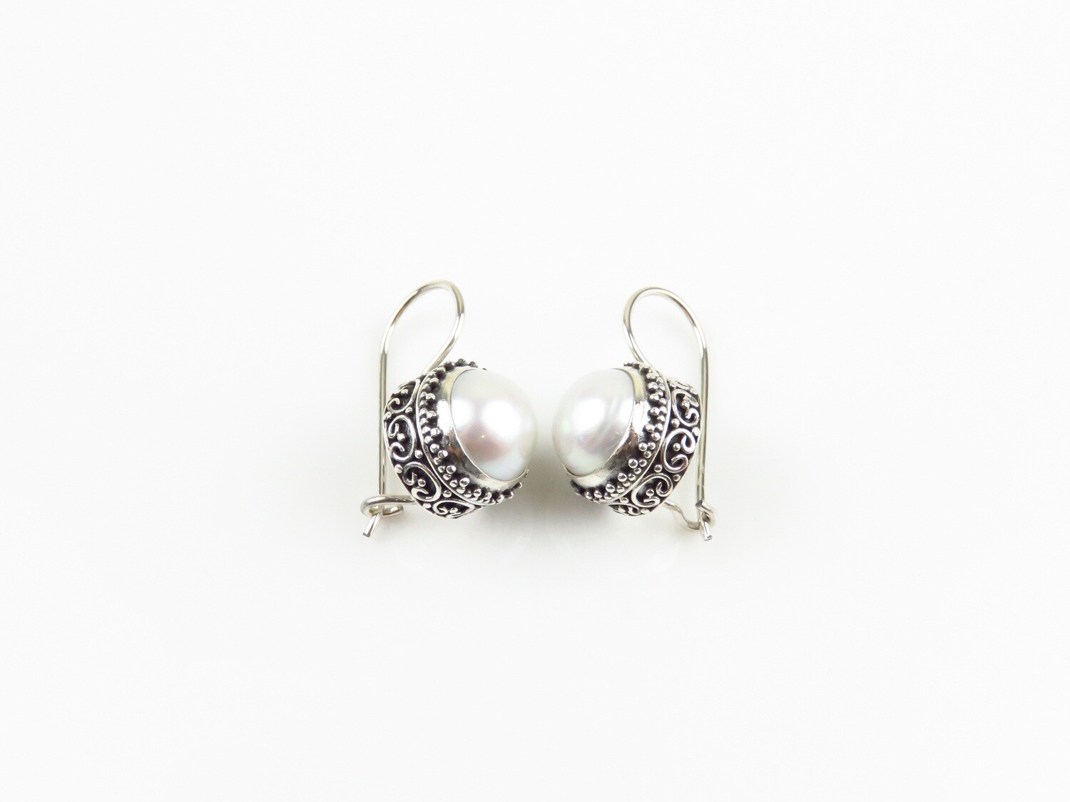 Sterling Silver, Pearl, Hook Earrings ER-1177
