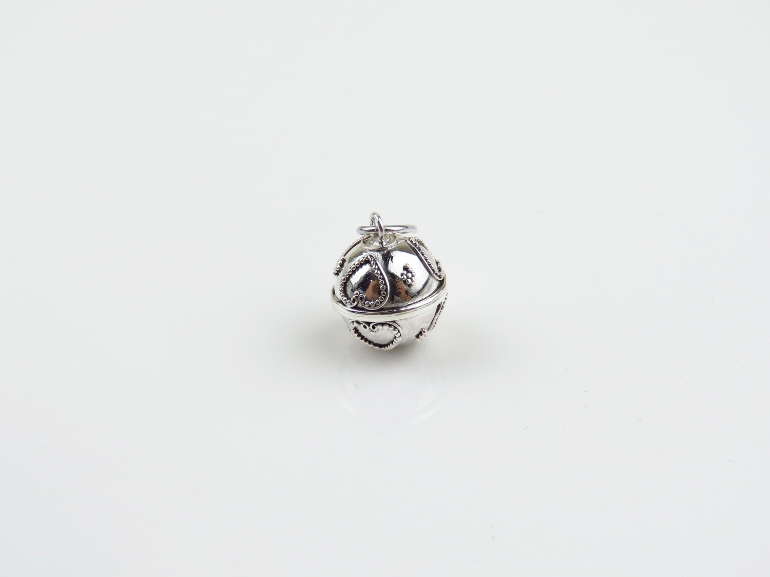 Sterling Silver, Heart Pattern, Chime Ball Pendant CH-470