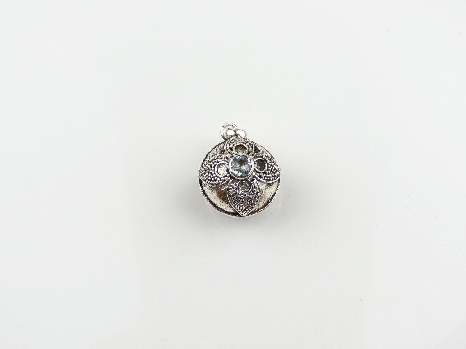 Sterling Silver, Blue Topaz, Chime Ball Pendant CH-468