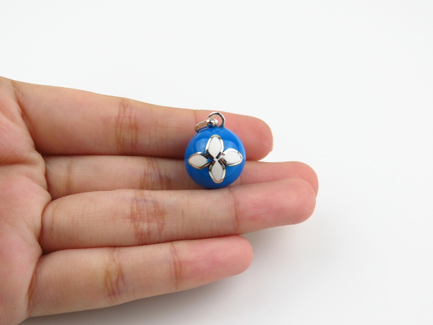 Sterling Silver, Blue Colour, Chime Ball Pendant CH-464