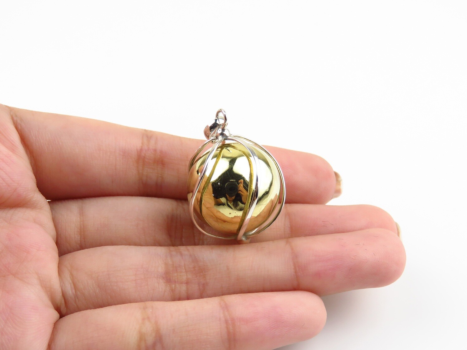 Sterling Silver, Gold Color, Chime Ball Pendant CH-477