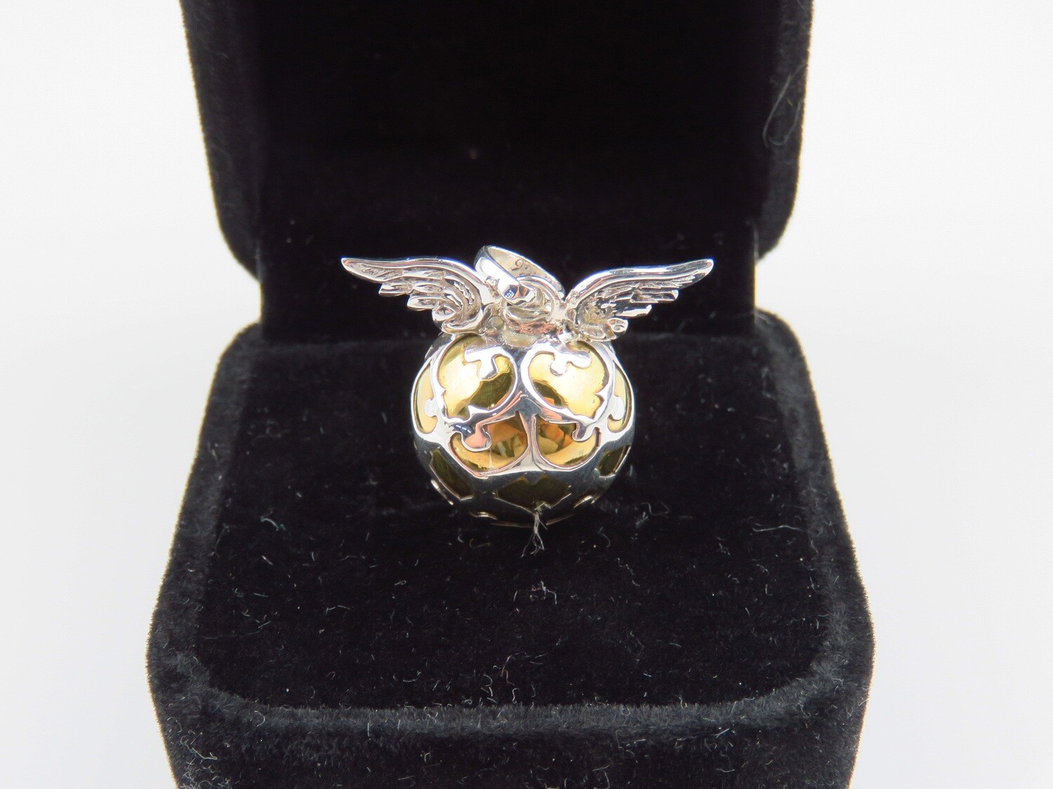 Sterling Silver, Angel Wings, Chime Ball Pendant CH-479