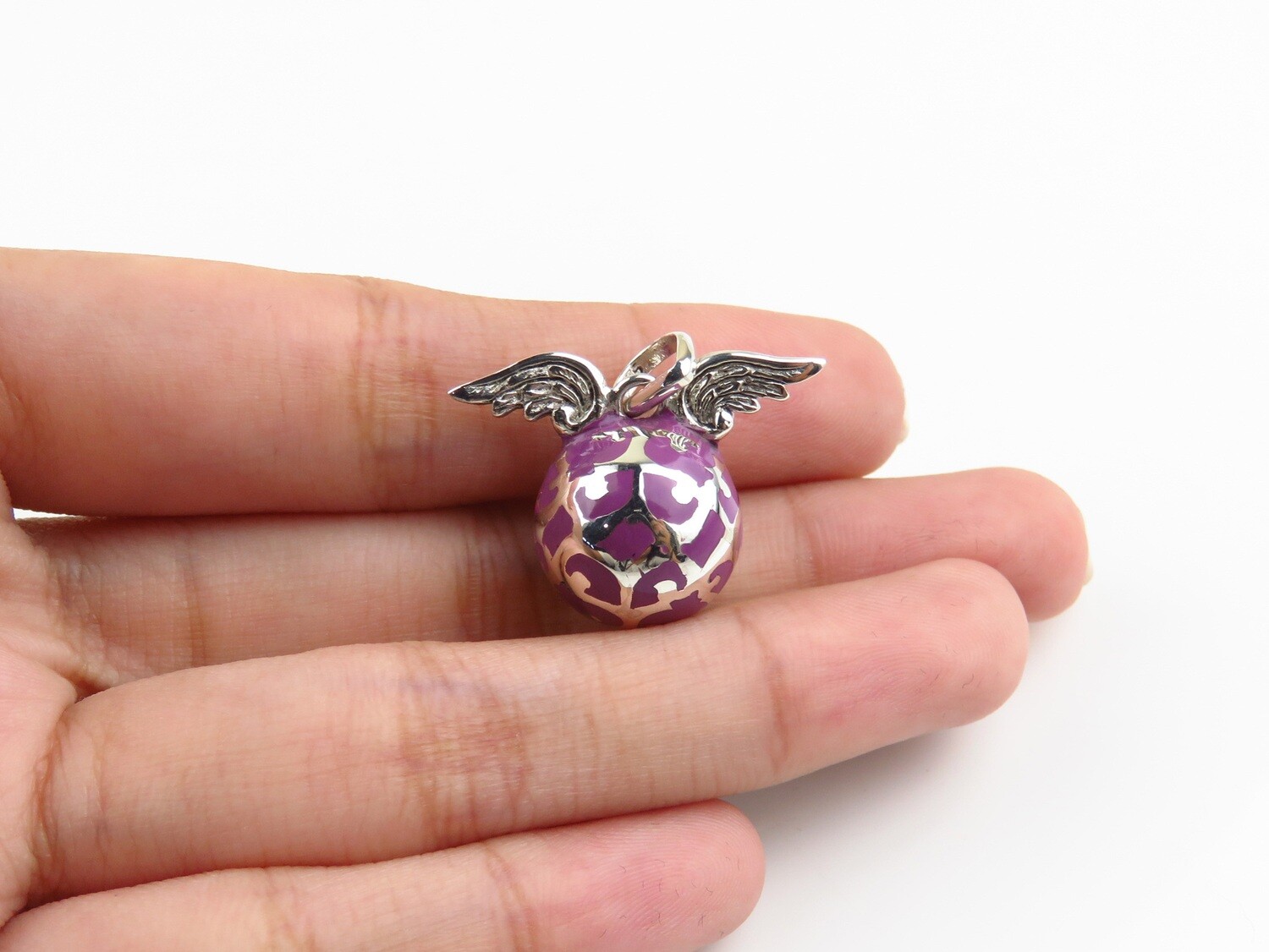 Sterling Silver, Angel Wings, Chime Ball Pendant CH-480