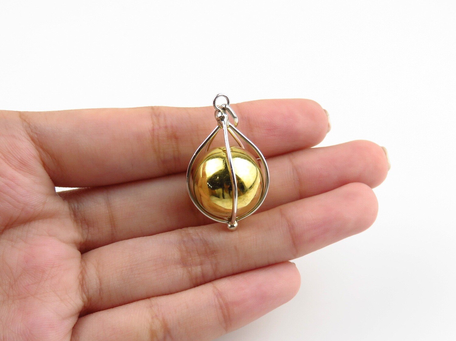 Sterling Silver, Gold Color, Chime Ball Pendant CH-472