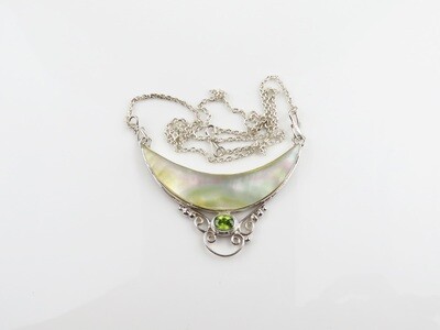 Sterling Silver, Peridot, Mop Shell, Necklace NS-158