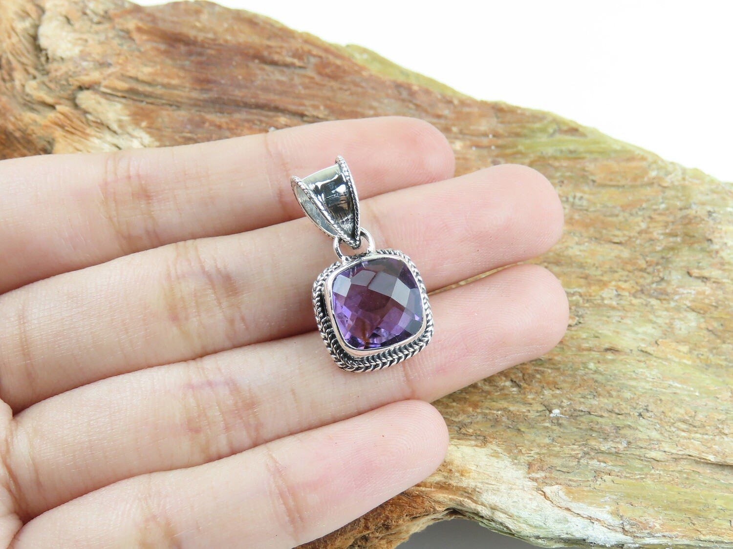 Sterling silver, Amethyst, Gemstone pendant GP_1002