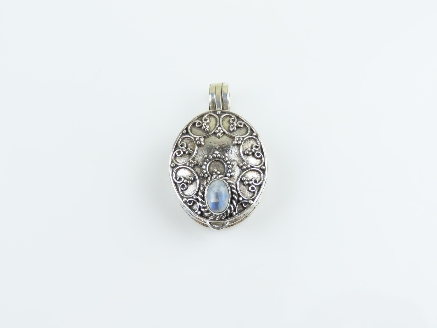 Sterling Silver, Rainbow Moonstone, Locket Pendant